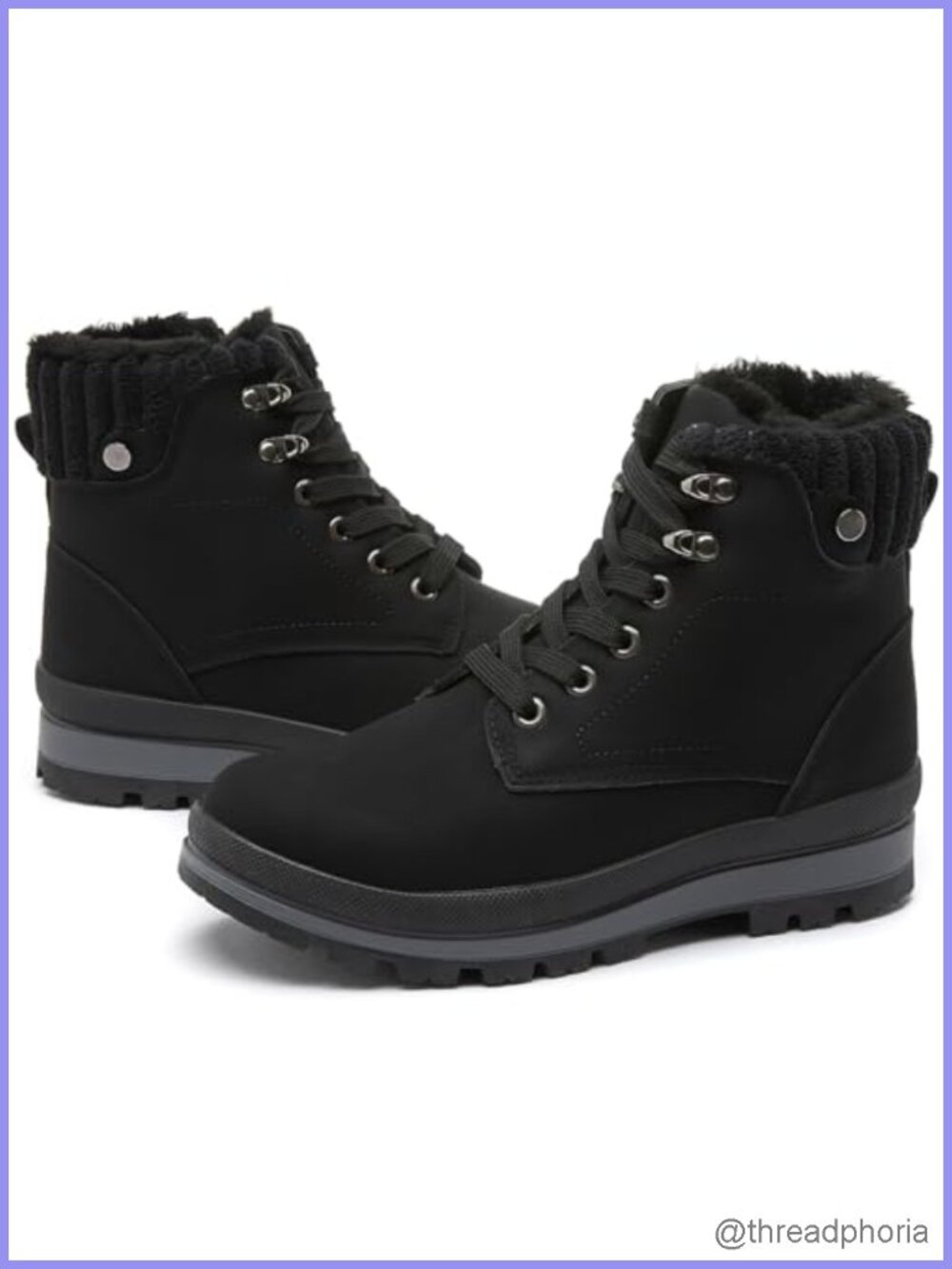 Faux Leather Fuzzy Platform Combat Ankle Snow Boots